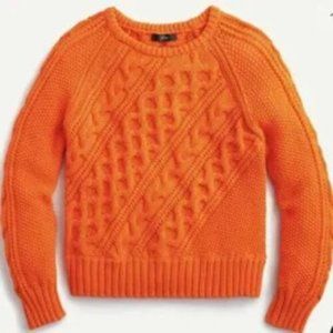 J. Crew Diagonal Cable Crewneck Sweater NWT! Bright orange